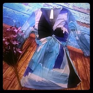 Up Style 3/4 sleeve multi color blouse small